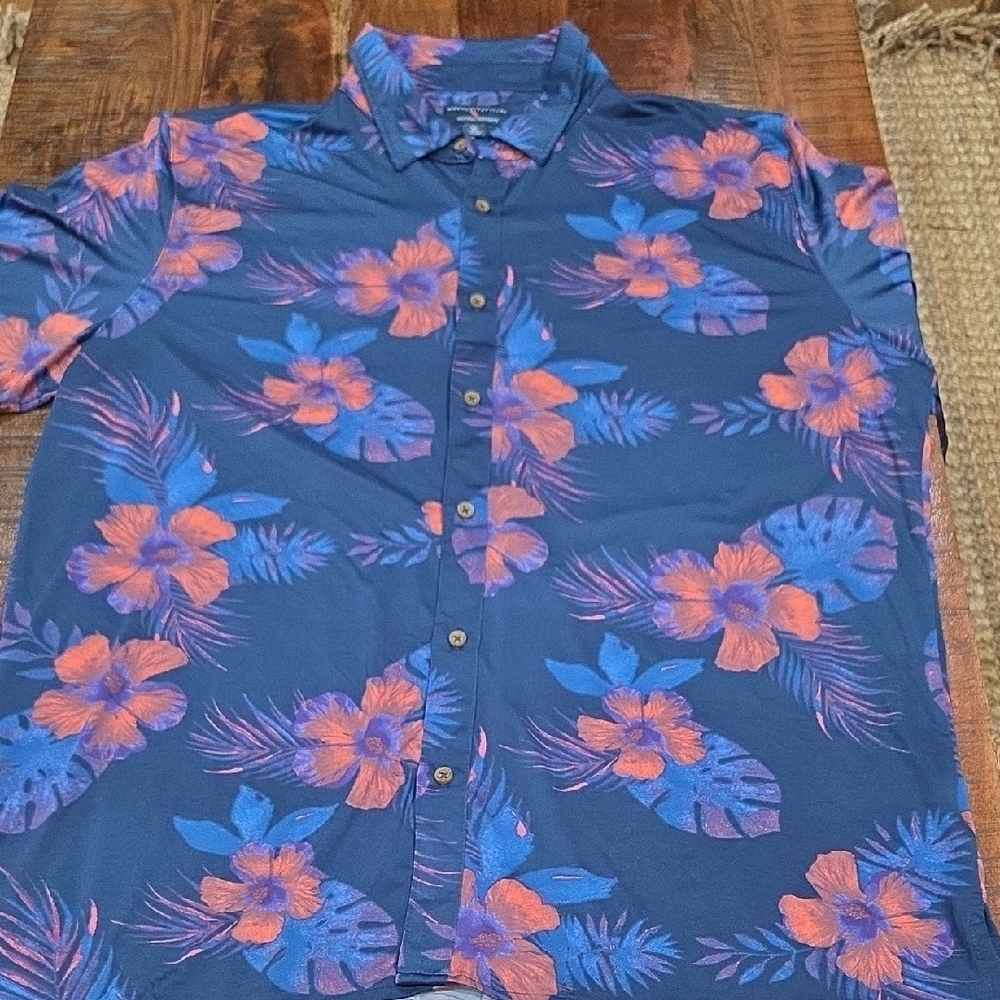 Margaritaville Tropical Blue Floral Short Sleeve Men's Shirt